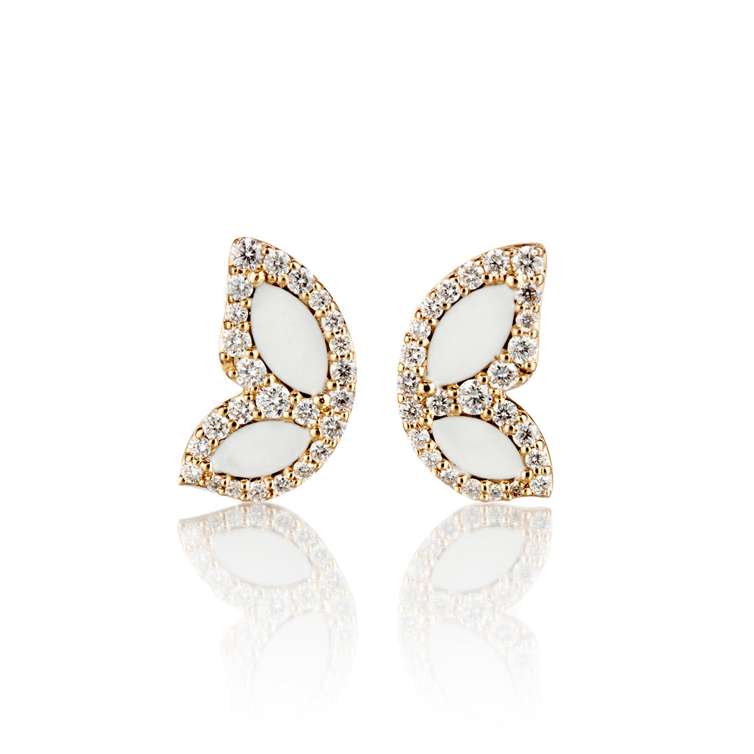 Butterfly Wing Earrings in Diamonds & Enamel