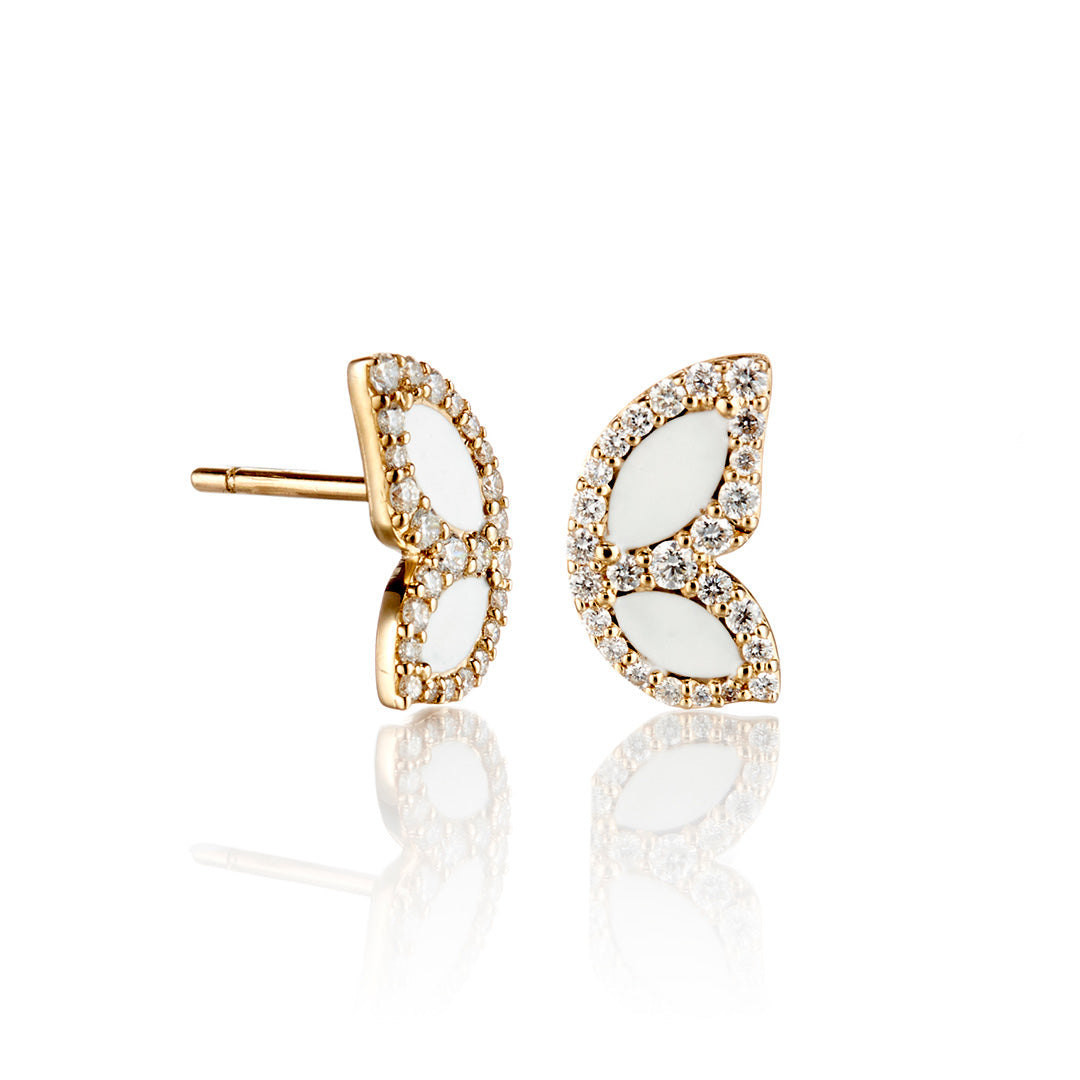 Butterfly Wing Earrings in Diamonds & Enamel