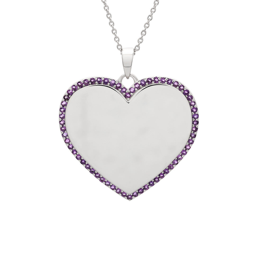 Gump's Signature Silver Heart Pendant Necklace in Amethyst