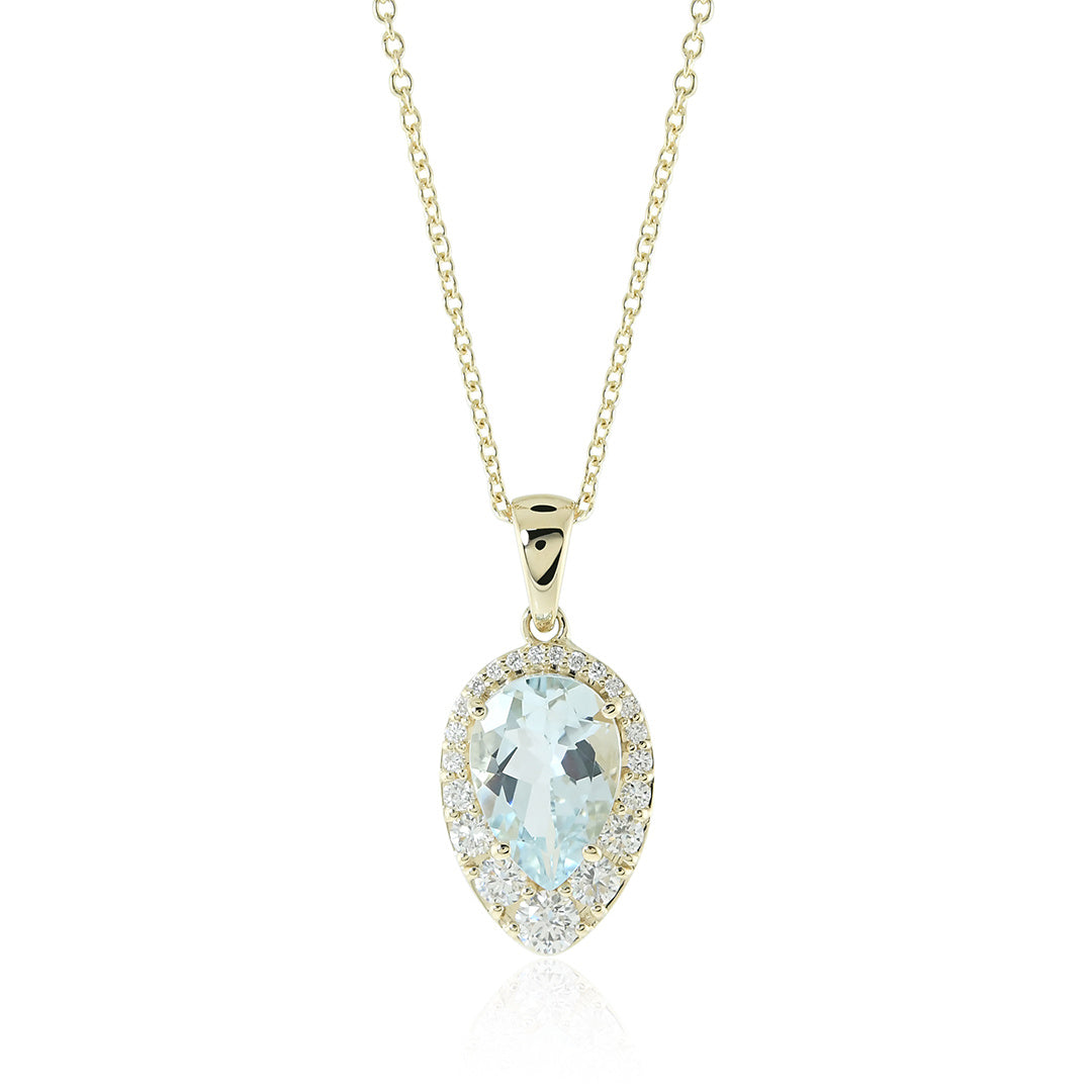 Gump's Signature Aria Pendant Necklace in Aquamarine & Diamonds