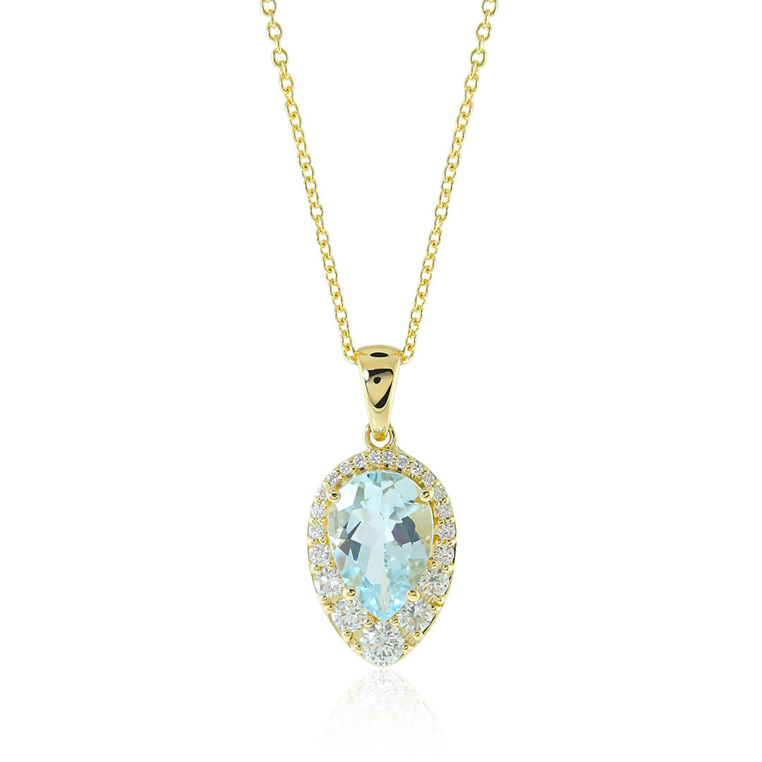 Gump's Signature Aria Pendant Necklace in Aquamarine & Diamonds