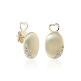 Brushed Gold Oval Earrings in Champagne & White Diamonds