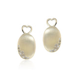 Gump's Signature Brushed Gold Oval Earrings in Champagne & White Diamonds