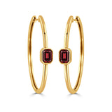 Doves Garnet & Gold Hoop Earrings
