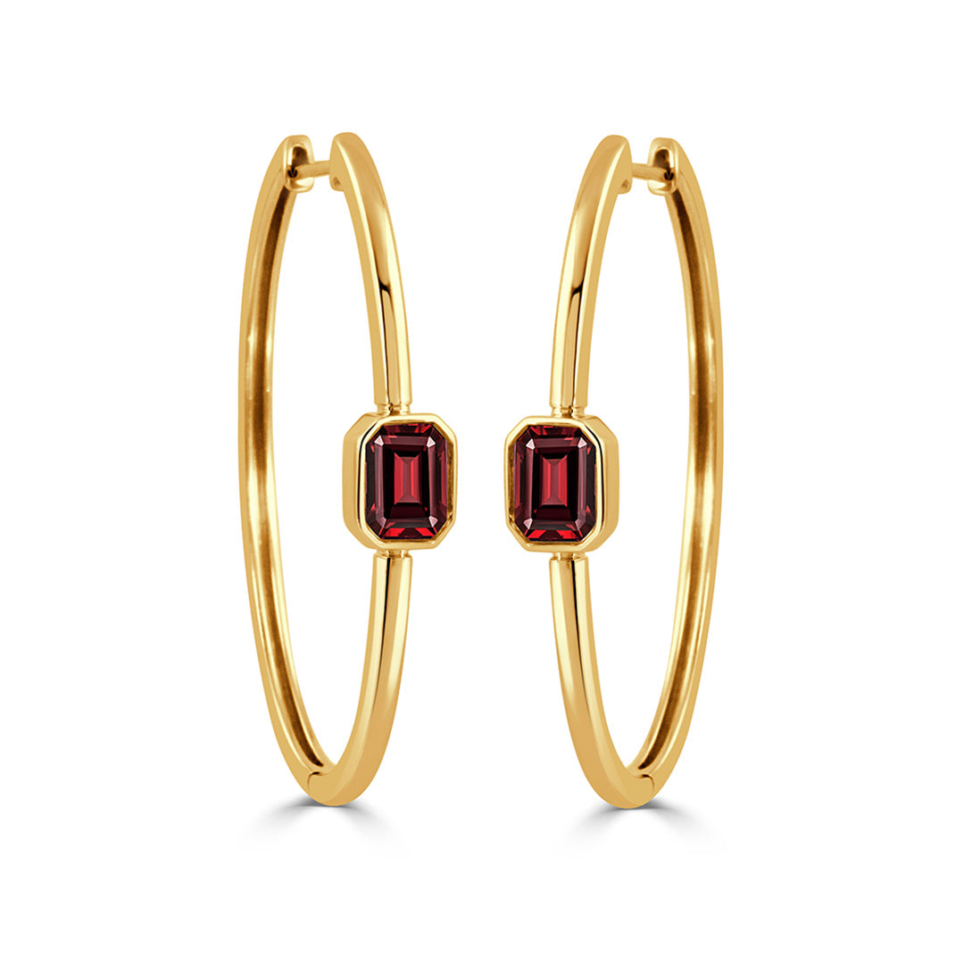 Doves Garnet & Gold Hoop Earrings