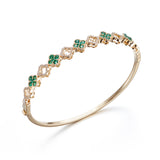 Emerald & Diamond Clover Motif Bangle