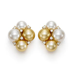 Golden & White South Sea Pearl Cluster Earrings