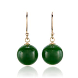 10mm Green Nephrite Jade Drop Earrings