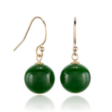 10mm Green Nephrite Jade Drop Earrings