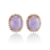 Halo Oval Earrings in Lavender Jade & Diamonds