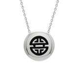 Gump's Signature Silver & Black Enamel Shou Pendant Necklace