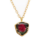 Barbara Heinrich Watermelon Tourmaline Slice & Diamond Pendant Necklace