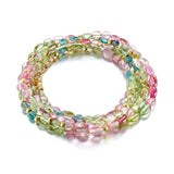 Pink & Green Tourmaline Oval Wrap Bracelet