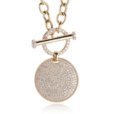 Diamond Medallion & Toggle Link Necklace