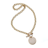 Diamond Medallion & Toggle Link Necklace