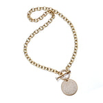 Diamond Medallion & Toggle Link Necklace