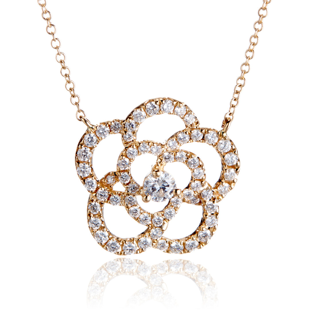 Diamond Rose Pendant Necklace