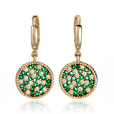 Emerald & Diamond Disc Drop Earrings