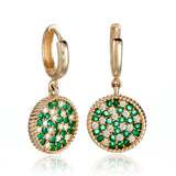 Emerald & Diamond Disc Drop Earrings