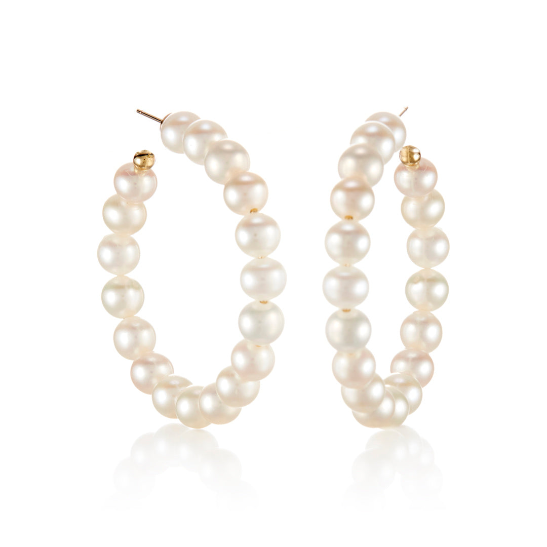 6mm Pearl Hoop Earrings