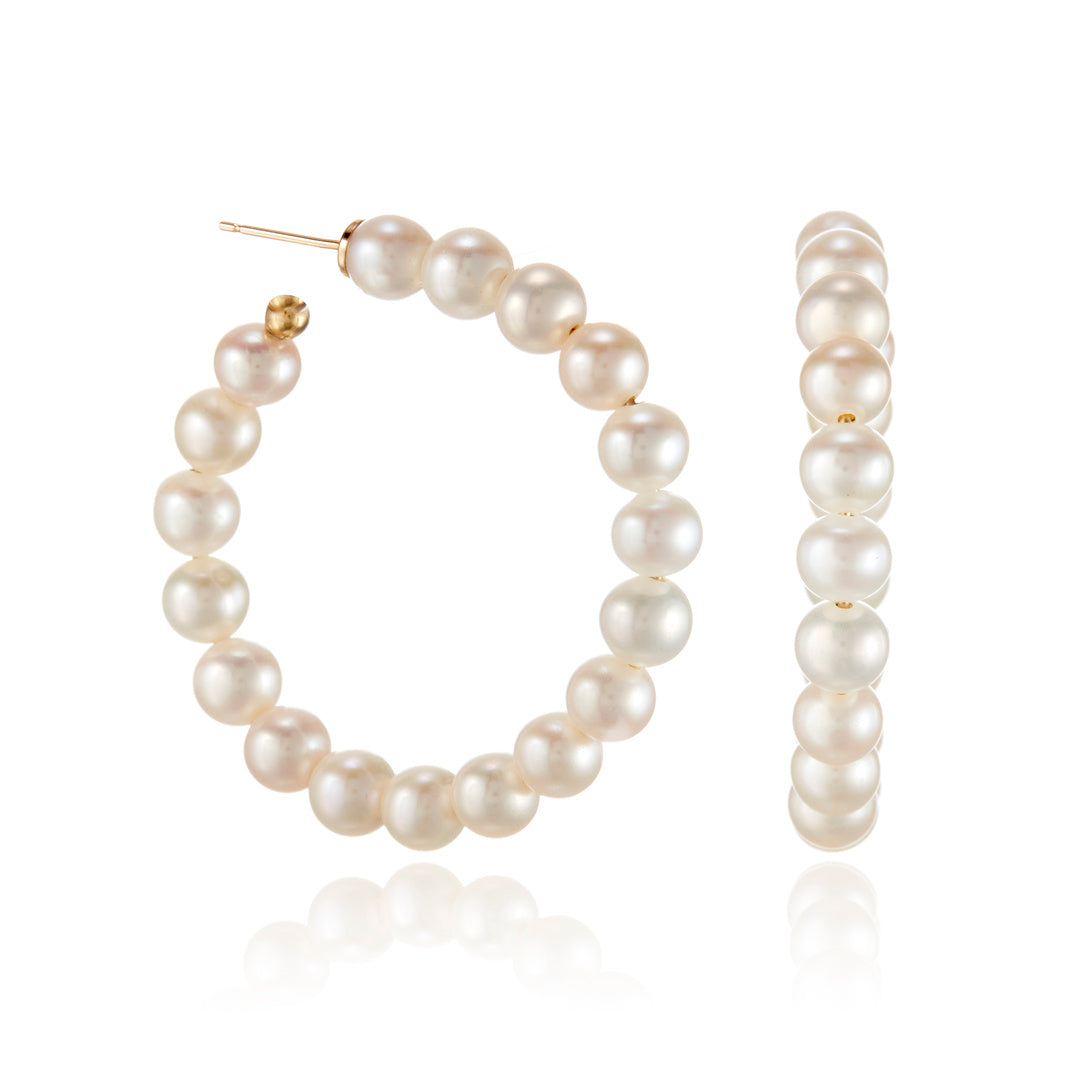 6mm Pearl Hoop Earrings