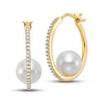 Diamond & Pearl Hoop Earrings