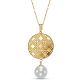 Pearl Drop Circle Motif Pendant Necklace