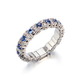White Gold Stretch Ring with Baby Sapphires & Diamonds
