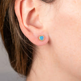Crystal Opal Heart Stud Earrings