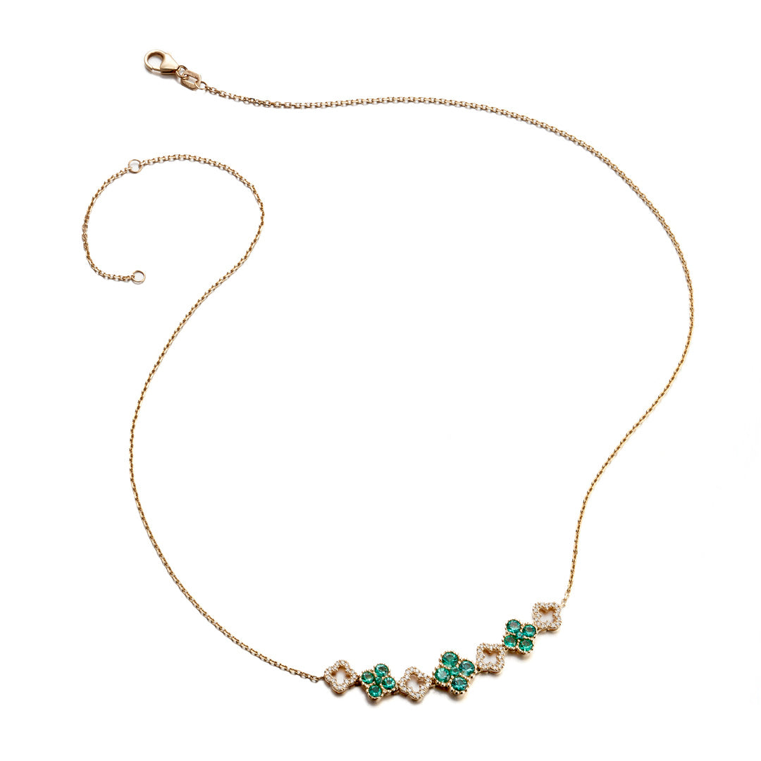 Emerald & Diamond Quatrefoil Necklace