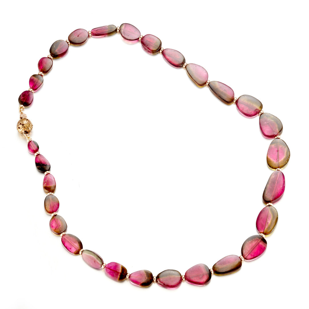 Gump's Signature Watermelon Tourmaline Necklace with Antique Ojime Clasp
