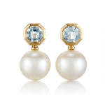 Gump's Signature Octagonal Drop Earrings in Aquamarines & Pearls