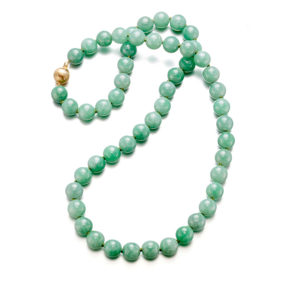 Gump's Signature 12.5mm  Apple Green Jadeite Necklace