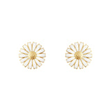Georg Jensen Vermeil White Daisy Enamel Stud Earrings