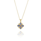 Adel Chefridi Sapphire & Diamond Flower of Light Pendant Necklace