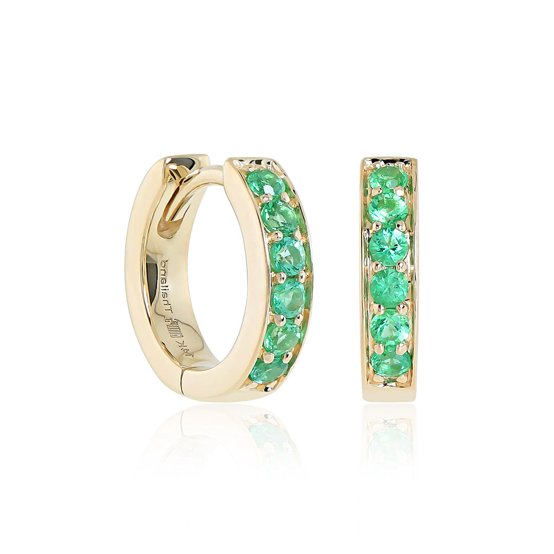 Gump's Signature Flat Hoop Earrings in Emeralds