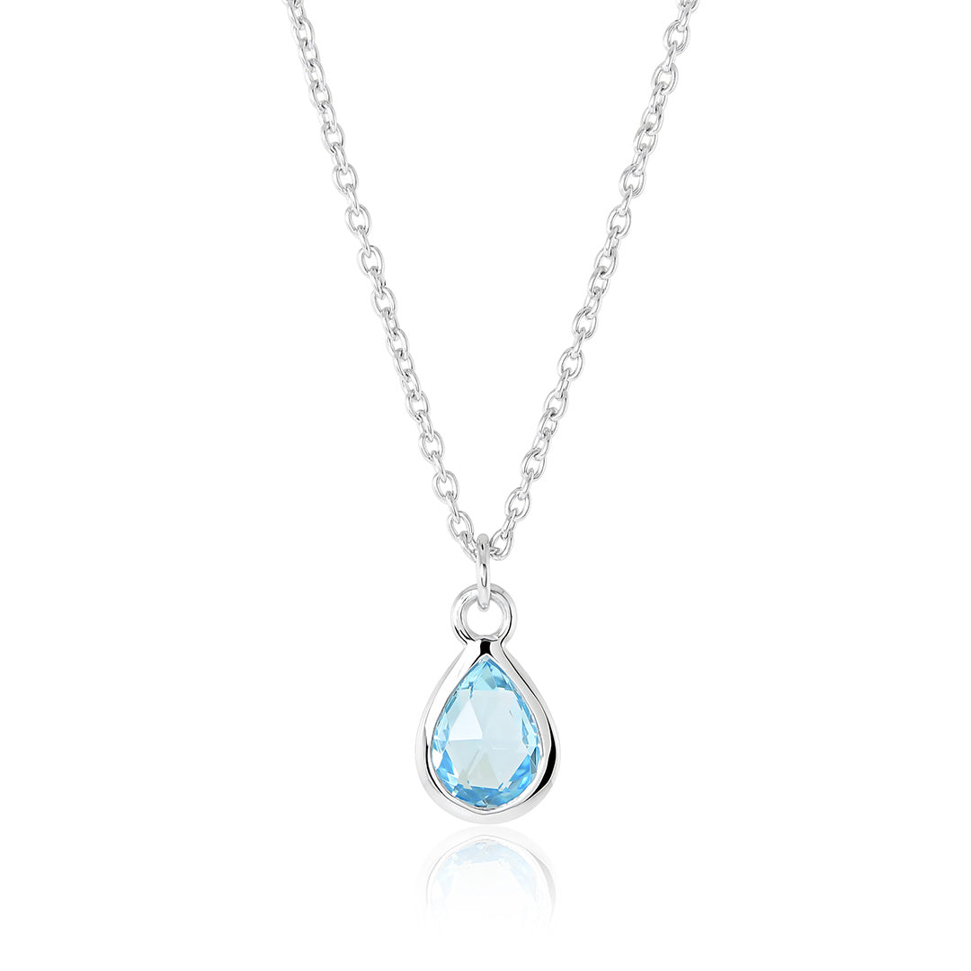 Gump's Signature Teardrop Pendant Necklace in Swiss Blue Topaz