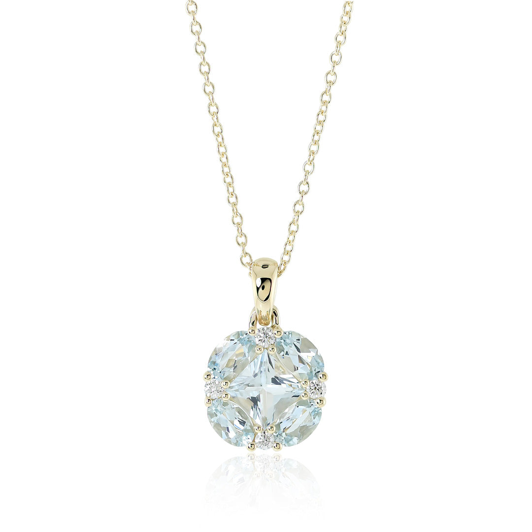 Gump's Signature Quadrille Pendant Necklace in Aquamarines & Diamonds