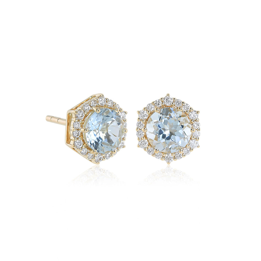 Gump's Signature Starburst Earrings in Aquamarines & Diamonds
