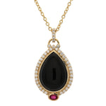 Gump's Signature Genevieve Pendant Necklace in Black Jade, Diamonds & Ruby