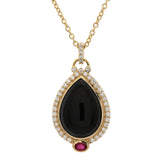 Gump's Signature Genevieve Pendant Necklace in Black Jade, Diamonds & Ruby