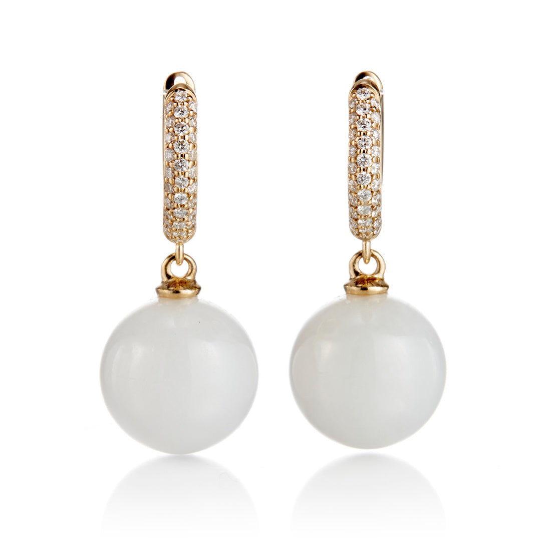 Gump's Signature Soho Earrings in White Jade & Diamonds