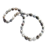 7-10mm Multi-Color Keshi Tahitian Pearl & Black Diamond Necklace
