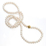 7mm Pearl Necklace with Forget-Me-Not Cloisonné Bead