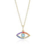 Evil Eye Pendant Necklace in Rainbow Sapphires & Swiss Blue Topaz