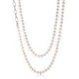 Pearl & Silver Link Long Necklace