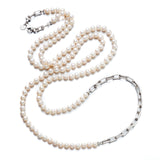 Pearl & Silver Link Long Necklace