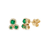 Athena Triple Cluster Earrings in Emeralds & Diamonds
