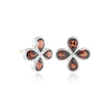 Clover Earrings in Garnets