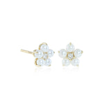 Flower Earrings in White Akoya Pearls & Diamonds
